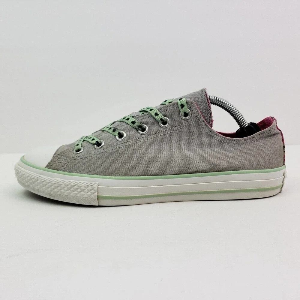 Converse All Star Double Tongue Girls Sz 5Y Womens Sz 6.5 Gray Low Shoes
